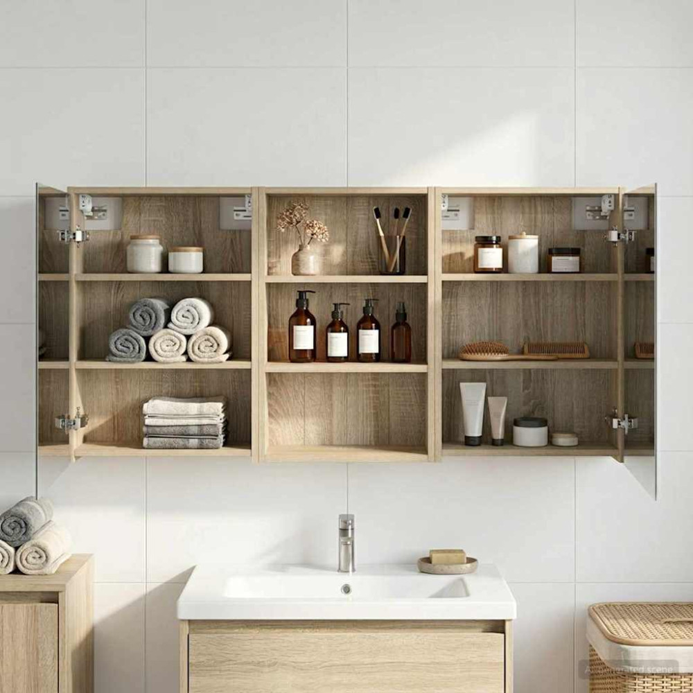 Produktbild för Badrumsskåpsset 3 pcs 126 x 16 x 62.5 cm Konstruerat trä
