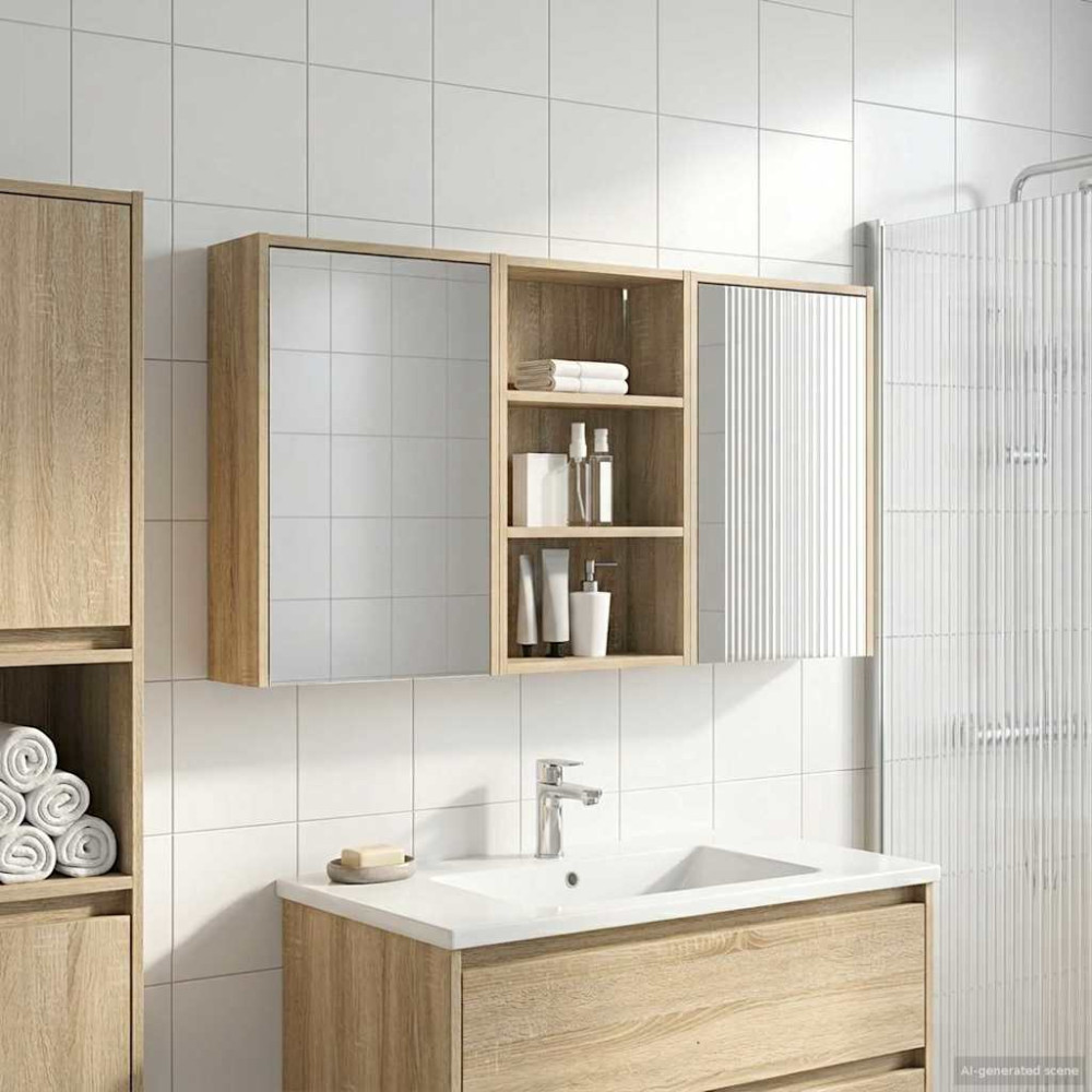 Produktbild för Badrumsskåpsset 3 pcs 126 x 16 x 62.5 cm Konstruerat trä