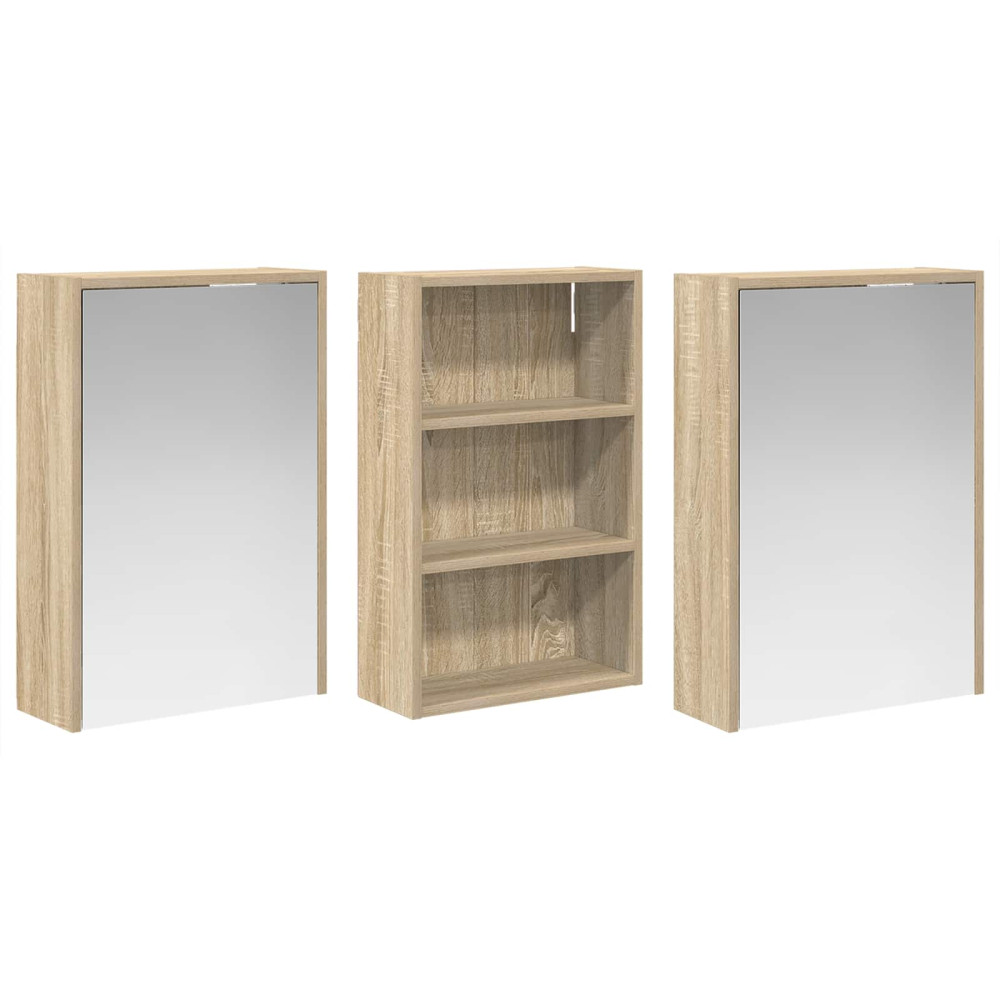 Produktbild för Badrumsskåpsset 3 pcs 126 x 16 x 62.5 cm Konstruerat trä