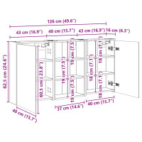 Produktbild för Badrumsskåpsset 3 pcs 126 x 16 x 62.5 cm Konstruerat trä
