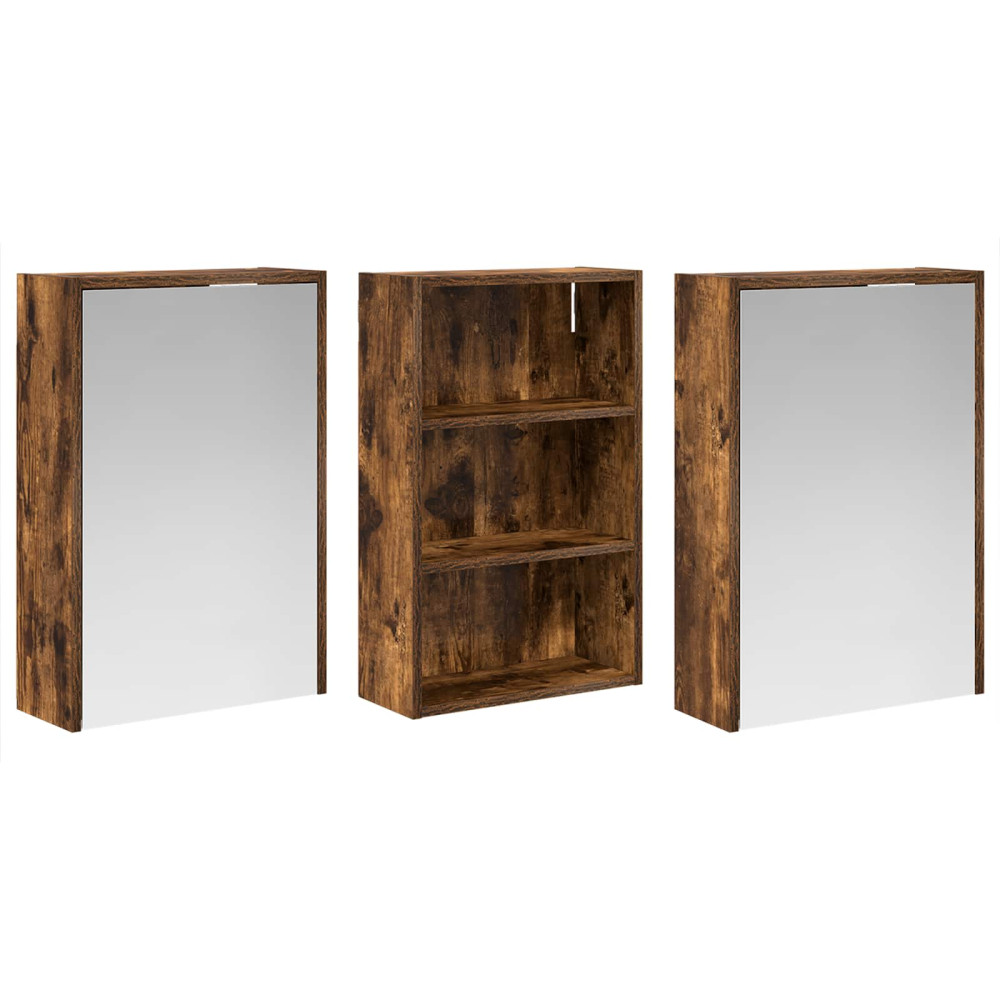Produktbild för Badrumsskåpsset 3 pcs 126 x 16 x 62.5 cm Konstruerat trä