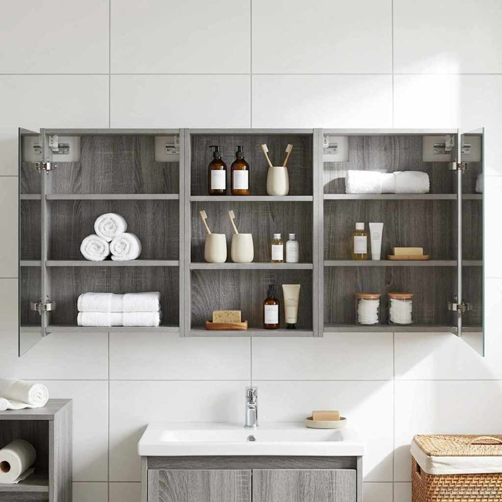 Produktbild för Badrumsskåpsset 3 pcs 126 x 16 x 62.5 cm Konstruerat trä