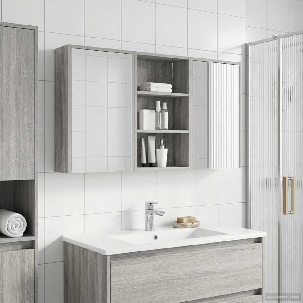 Produktbild för Badrumsskåpsset 3 pcs 126 x 16 x 62.5 cm Konstruerat trä