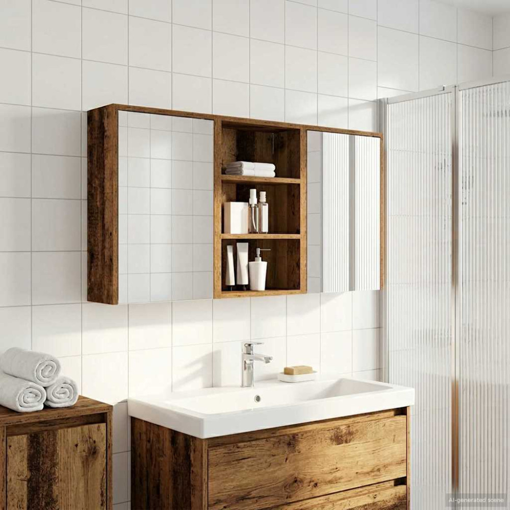 Produktbild för Badrumsskåpsset 3 pcs 126 x 16 x 62.5 cm Konstruerat trä