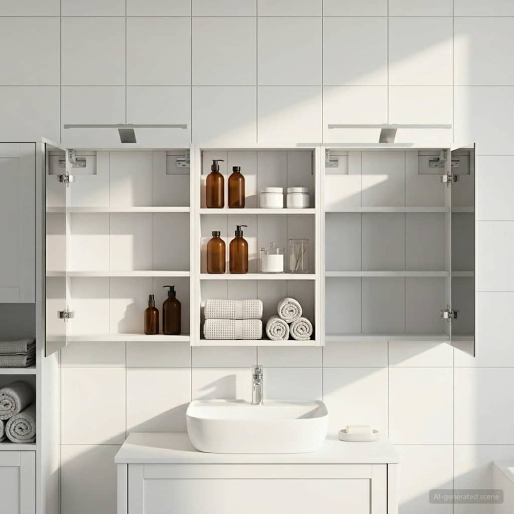 Produktbild för Badrumsskåpsset 3 pcs 126 x 16 x 62.5 cm Konstruerat trä
