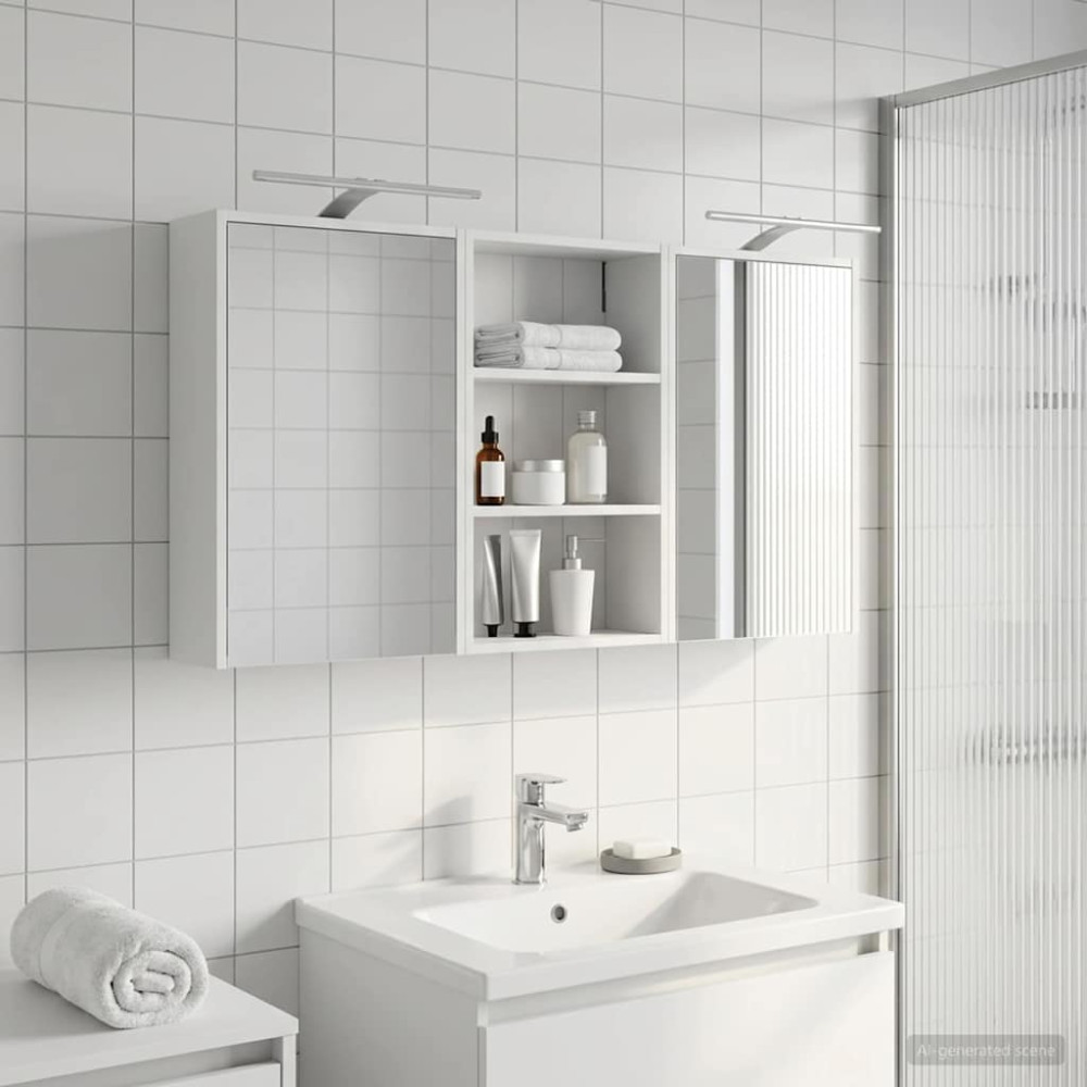 Produktbild för Badrumsskåpsset 3 pcs 126 x 16 x 62.5 cm Konstruerat trä