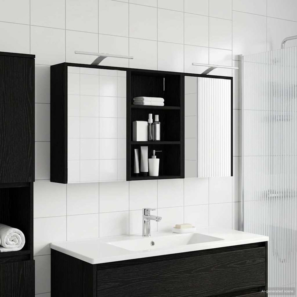 Produktbild för Badrumsskåpsset 3 pcs 126 x 16 x 62.5 cm Konstruerat trä