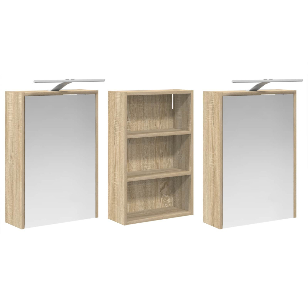 Produktbild för Badrumsskåpsset 3 pcs 126 x 16 x 62.5 cm Konstruerat trä
