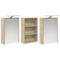 Produktbild för Badrumsskåpsset 3 pcs 126 x 16 x 62.5 cm Konstruerat trä