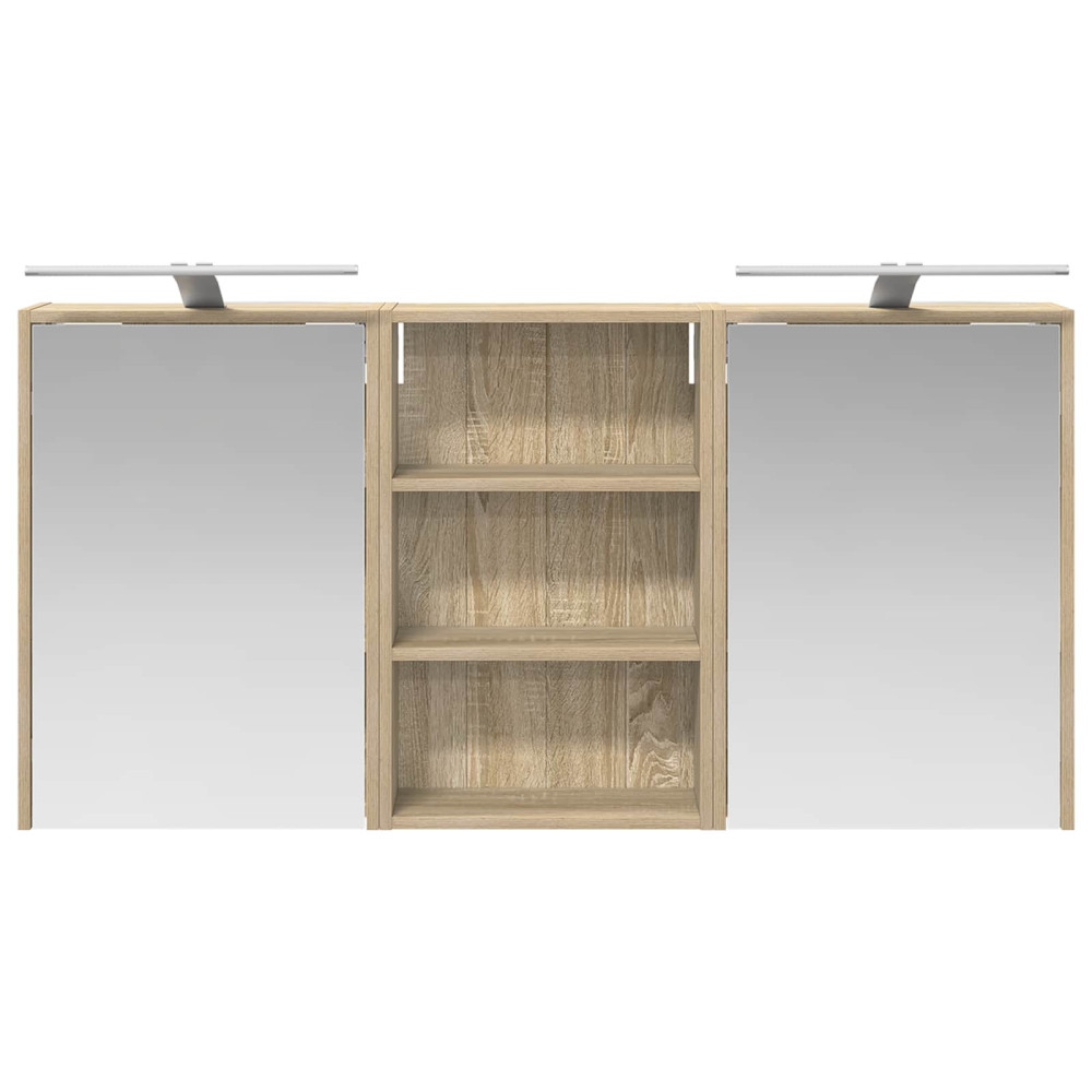 Produktbild för Badrumsskåpsset 3 pcs 126 x 16 x 62.5 cm Konstruerat trä