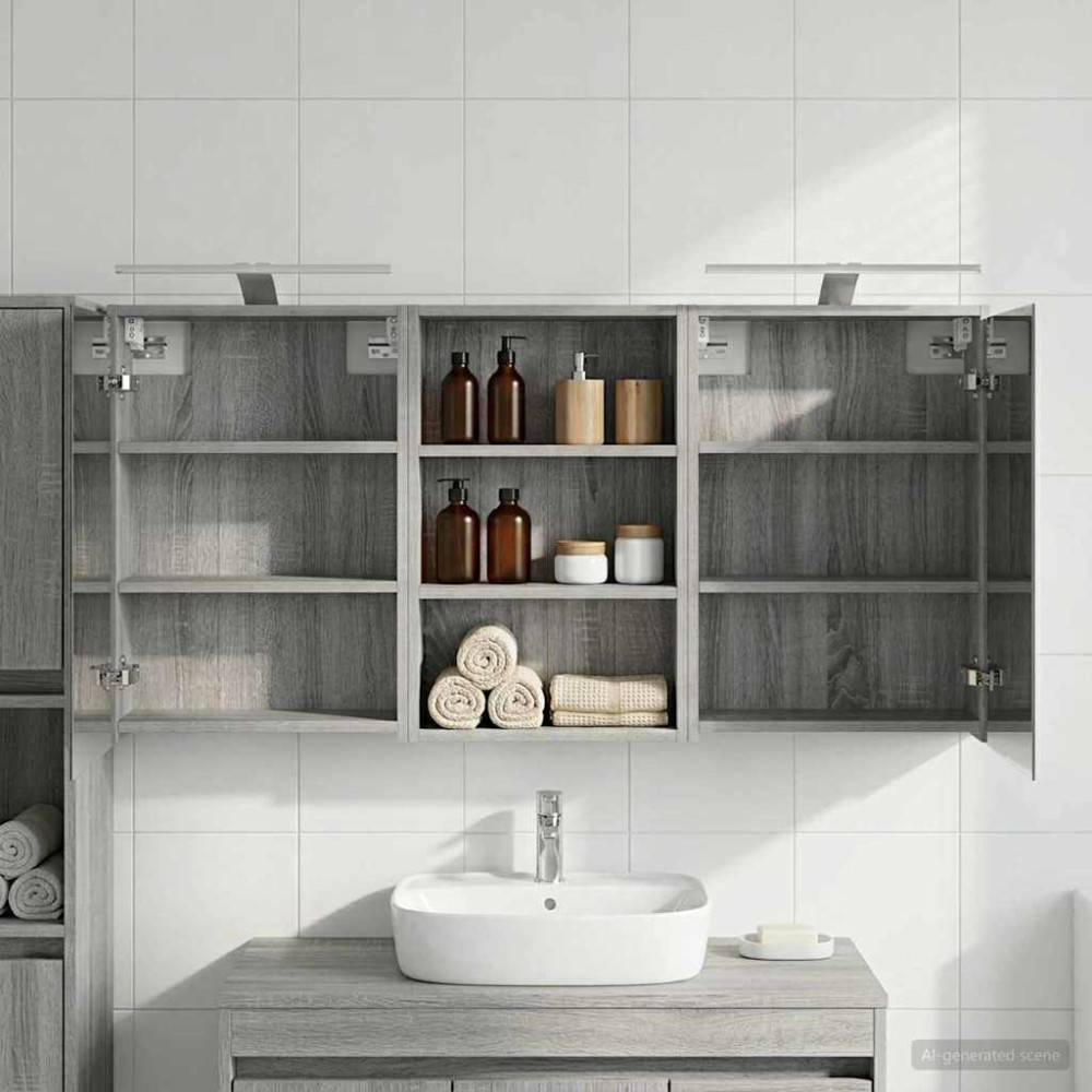 Produktbild för Badrumsskåpsset 3 pcs 126 x 16 x 62.5 cm Konstruerat trä