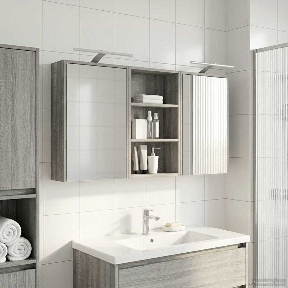Produktbild för Badrumsskåpsset 3 pcs 126 x 16 x 62.5 cm Konstruerat trä