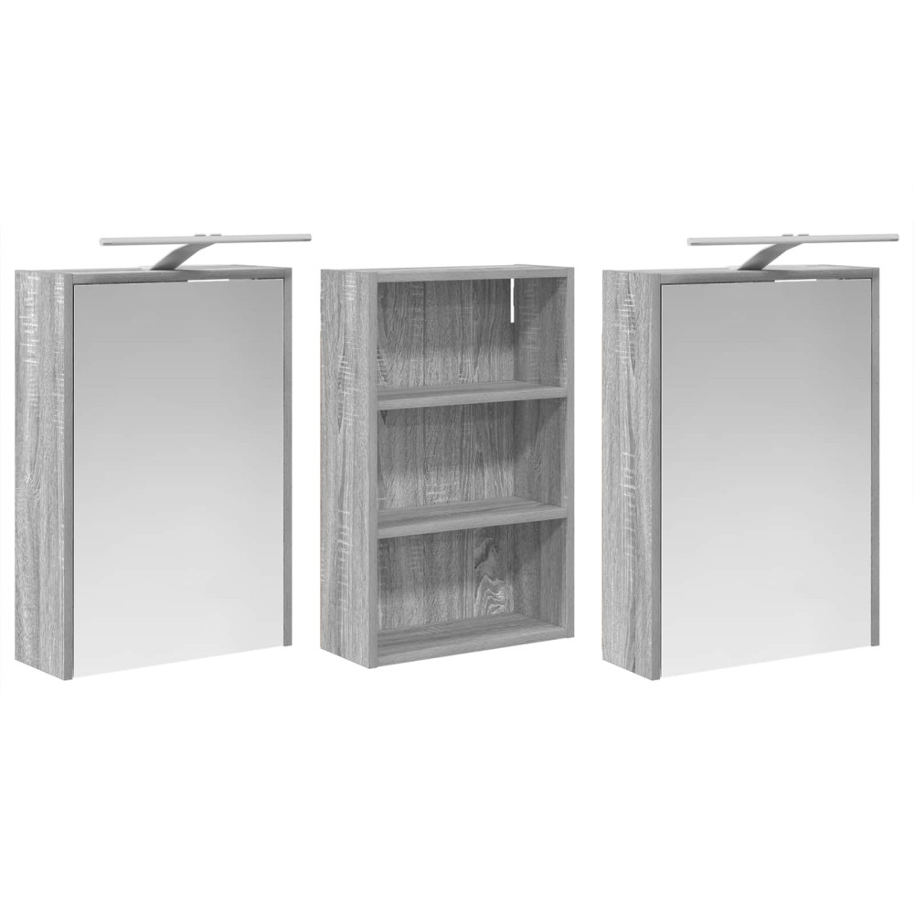 Produktbild för Badrumsskåpsset 3 pcs 126 x 16 x 62.5 cm Konstruerat trä