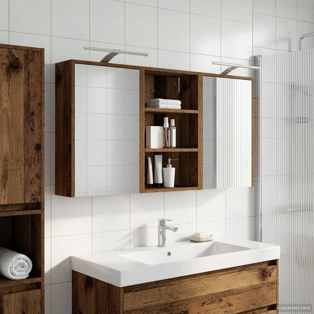 Produktbild för Badrumsskåpsset 3 pcs 126 x 16 x 62.5 cm Konstruerat trä