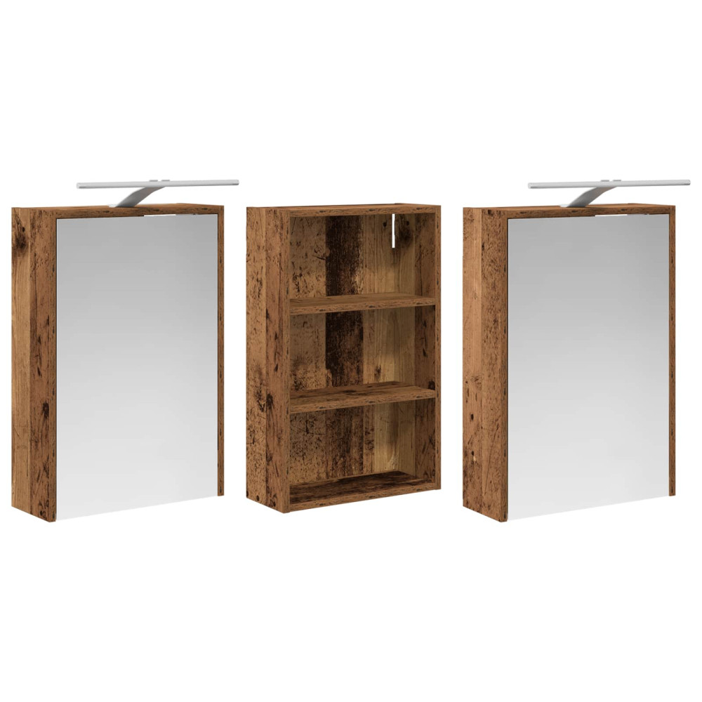 Produktbild för Badrumsskåpsset 3 pcs 126 x 16 x 62.5 cm Konstruerat trä