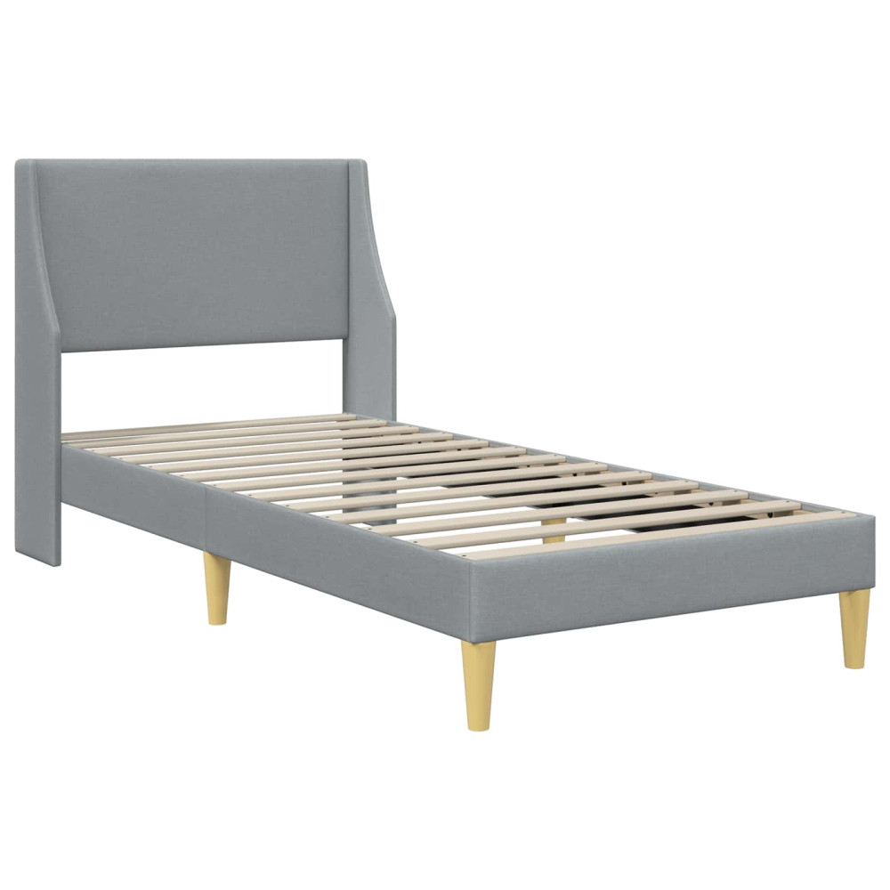 Produktbild för Sängram med madrass med huvudgavel Ljusgrå 80x 200 cm Polyester