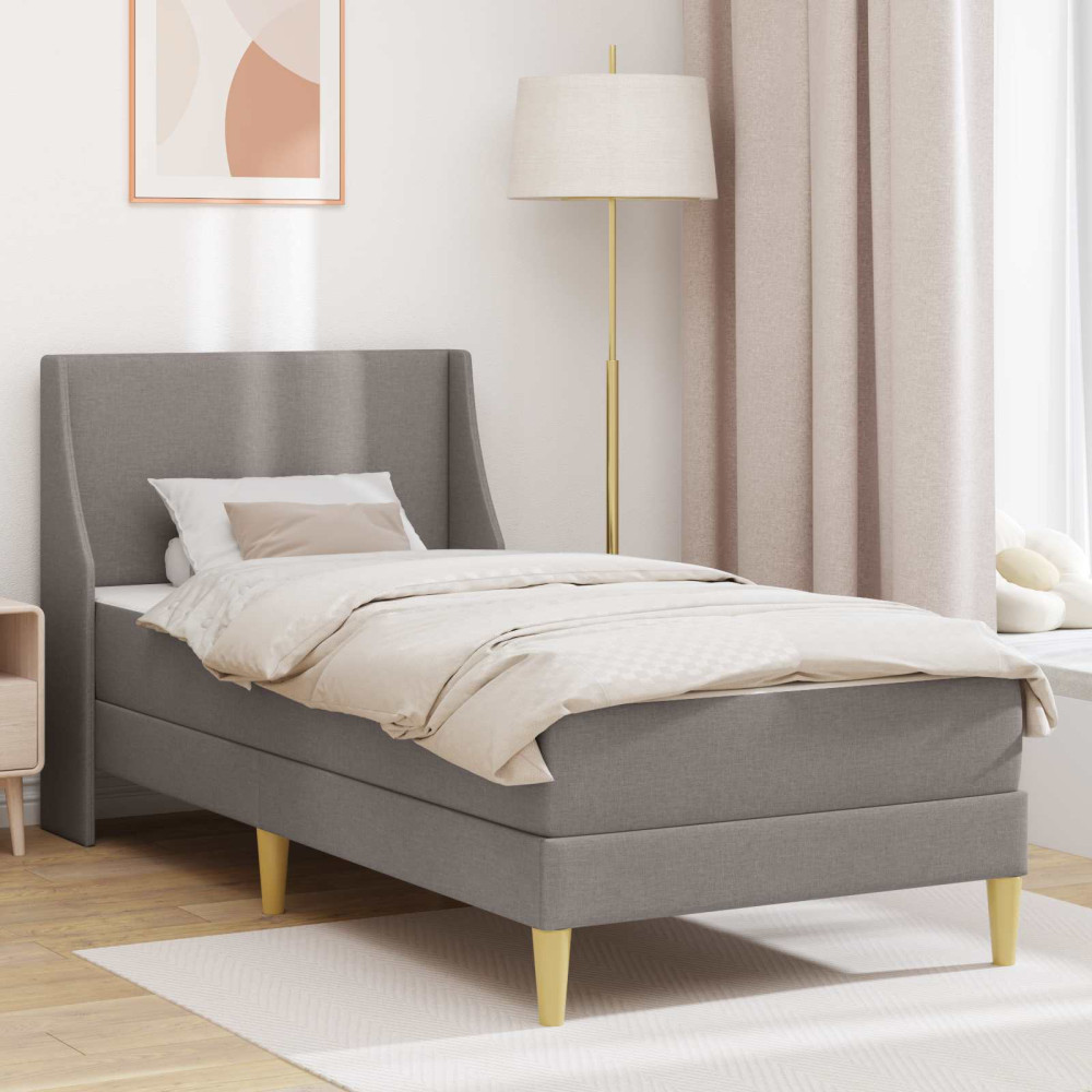 Produktbild för Sängram med madrass med huvudgavel Taupe 80x 200 cm Polyester