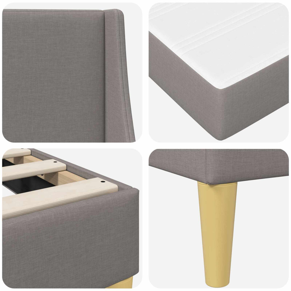 Produktbild för Sängram med madrass med huvudgavel Taupe 80x 200 cm Polyester