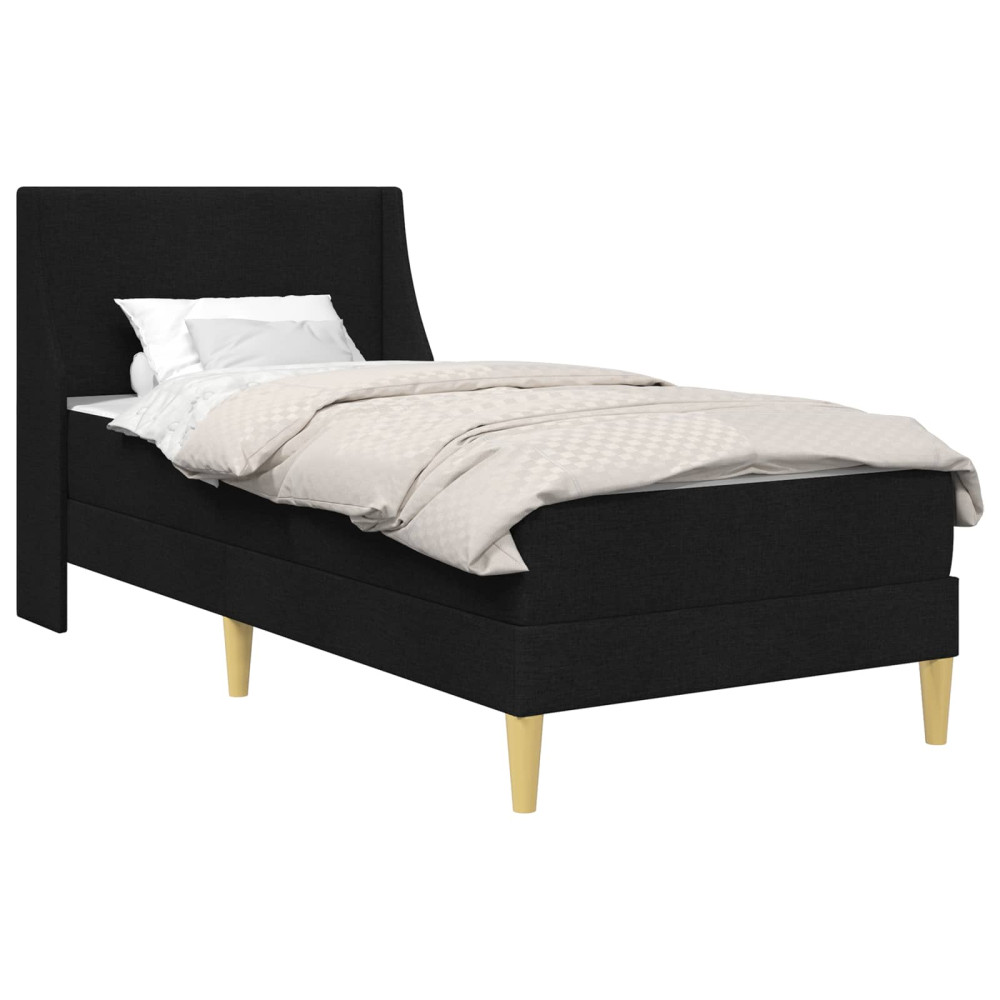 Produktbild för Sängram med madrass med huvudgavel Svart 90 x 190 cm Polyester
