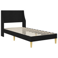 Produktbild för Sängram med madrass med huvudgavel Svart 90 x 190 cm Polyester