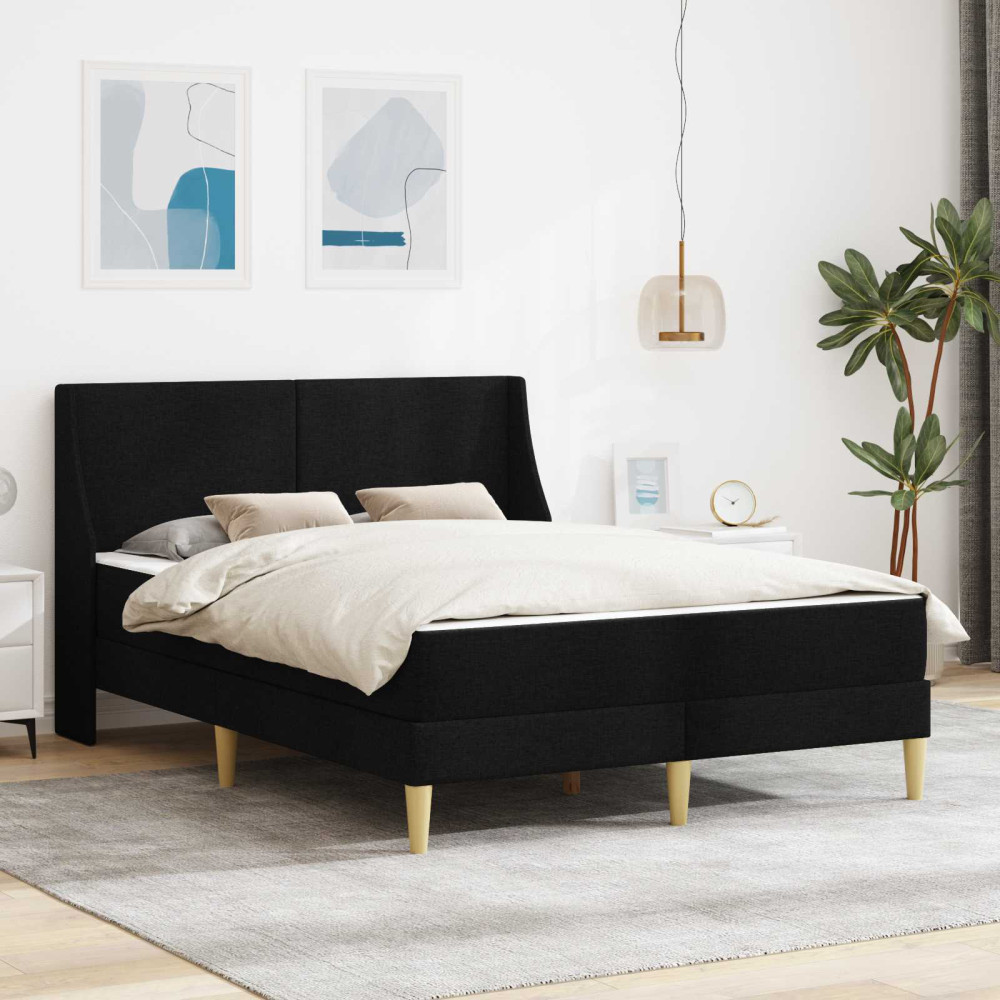 Produktbild för Sängram med madrass med huvudgavel Svart 120 x 190 cm Polyester
