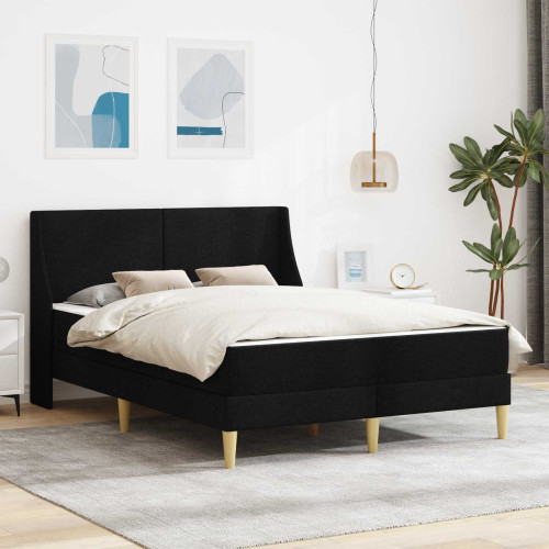 vidaXL Sängram med madrass med huvudgavel Svart 120 x 190 cm Polyester