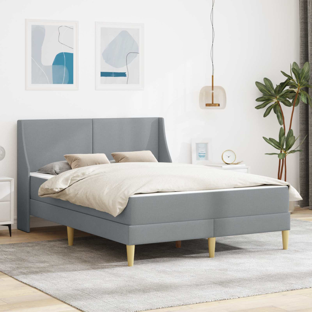 Produktbild för Sängram med madrass Ljusgrå 140 x 200 cm Polyester