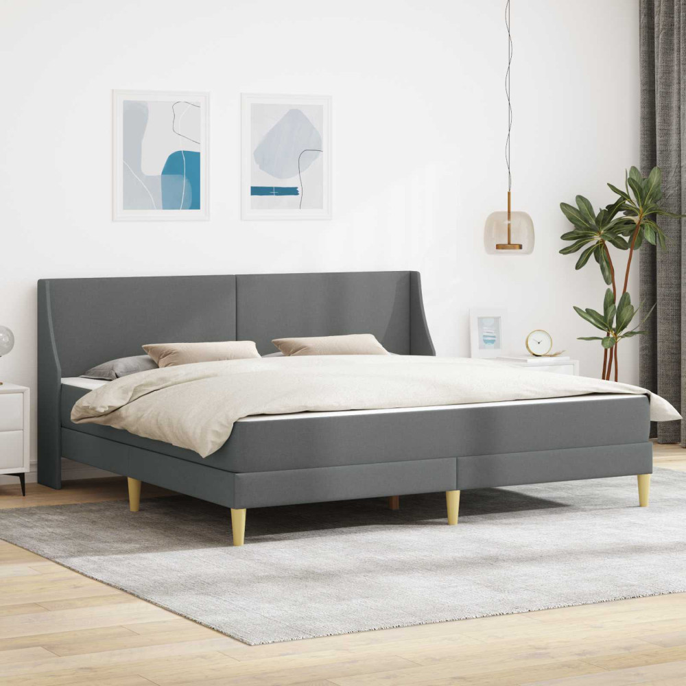 Produktbild för Sängram med madrass Mörkgrå 180 x 200 cm Polyester