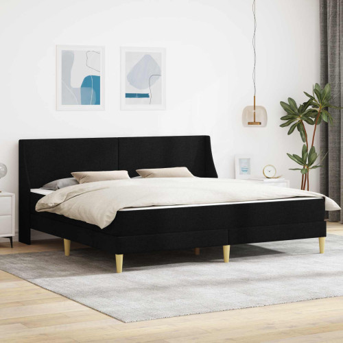 vidaXL Sängram med madrass med huvudgavel Svart 180 x 200 cm Polyester