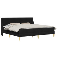 Produktbild för Sängram med madrass med huvudgavel Svart 180 x 200 cm Polyester