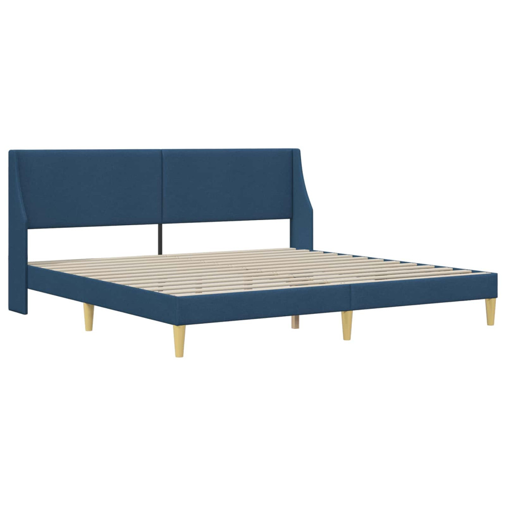 Produktbild för Sängram med madrass med huvudgavel Blå 180 x 200 cm Polyester