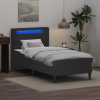 Produktbild för Sängram med madrass Grå 90 x 190 cm Konstläder