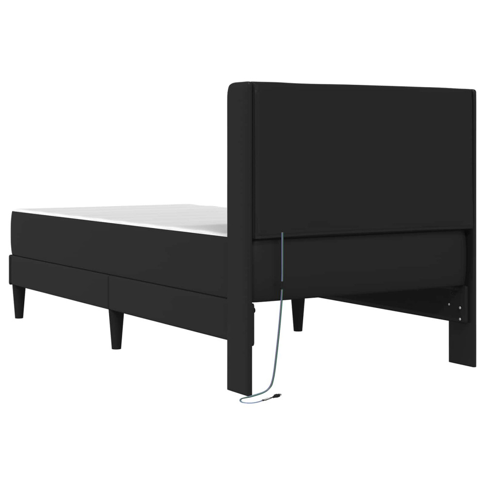 Produktbild för Sängram med madrass Svart 90 x 190 cm Konstläder