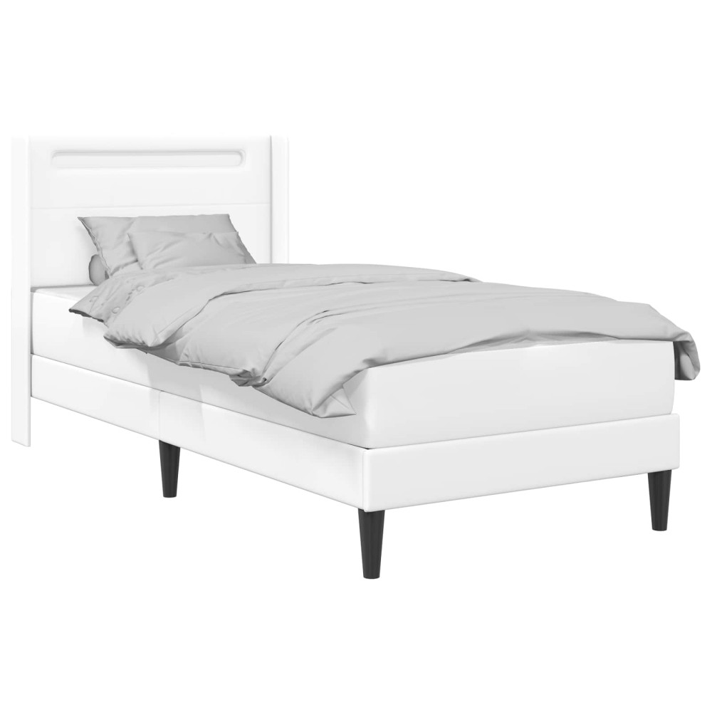 Produktbild för Sängram med madrass Vit 90 x 190 cm Konstläder