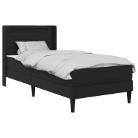 Produktbild för Sängram med madrass Svart 90 x 200 cm Konstläder