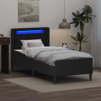 Produktbild för Sängram med madrass Svart 90 x 200 cm Konstläder