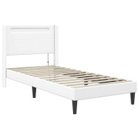 Produktbild för Sängram med madrass Vit 90 x 200 cm Konstläder