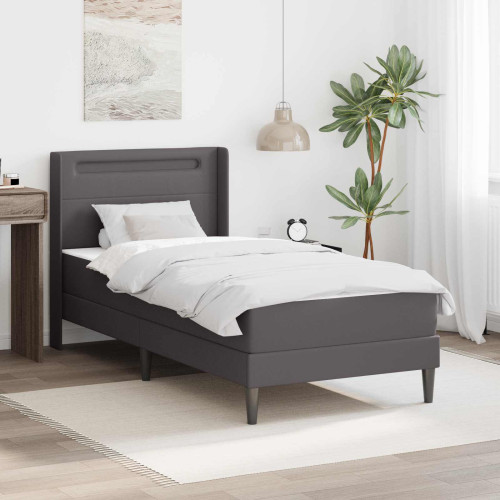 vidaXL Sängram med madrass Grå 100 x 200 cm Konstläder