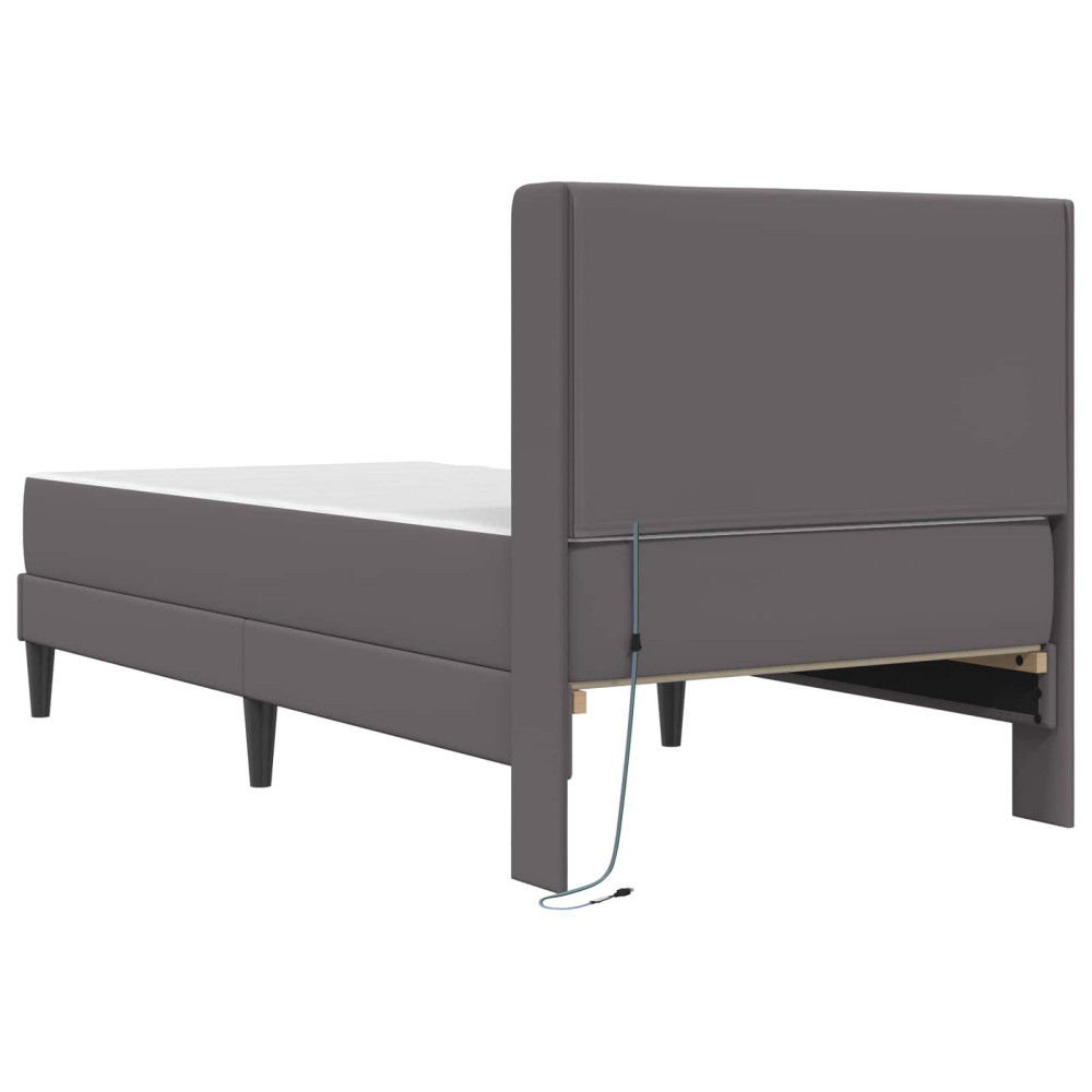 Produktbild för Sängram med madrass Grå 100 x 200 cm Konstläder