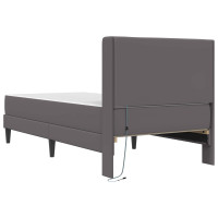 Produktbild för Sängram med madrass Grå 100 x 200 cm Konstläder