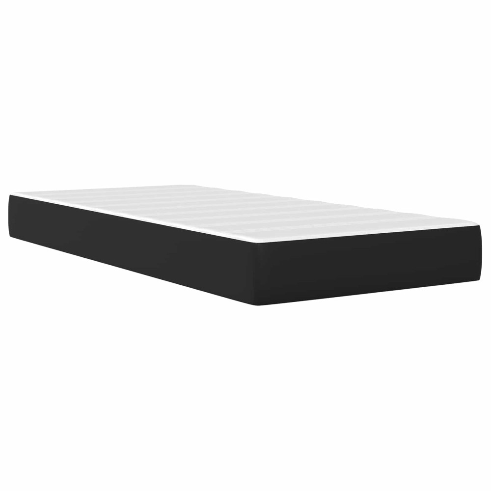 Produktbild för Sängram med madrass Svart 100 x 200 cm Konstläder