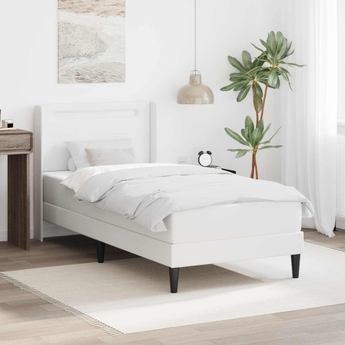 vidaXL Sängram med madrass Vit 100 x 200 cm Konstläder