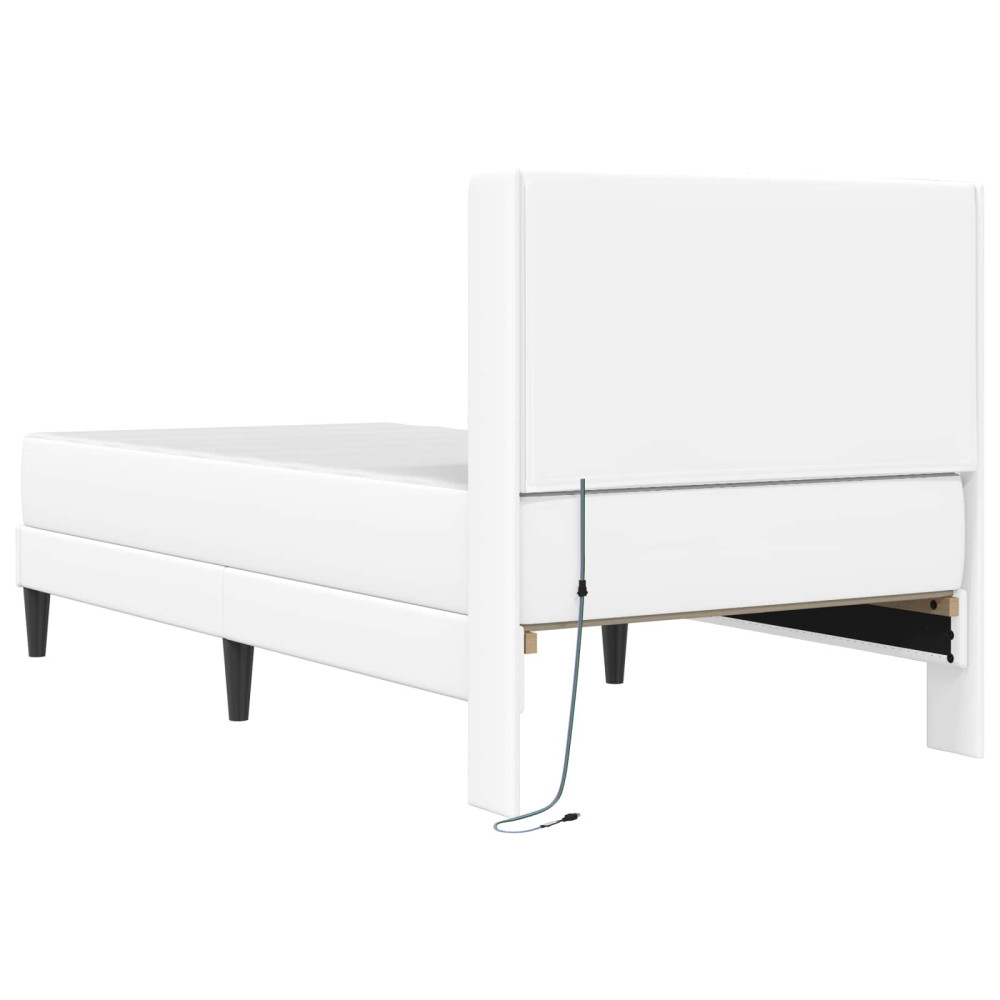 Produktbild för Sängram med madrass Vit 100 x 200 cm Konstläder