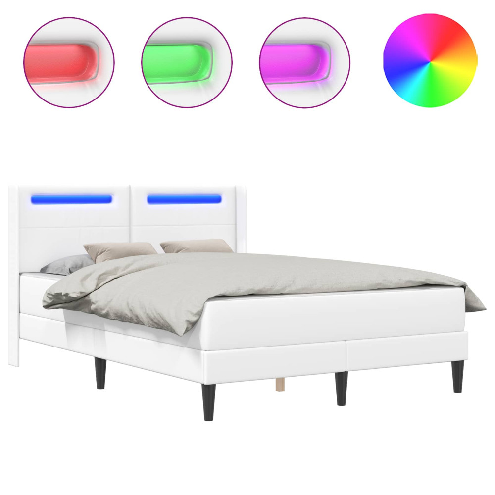 Produktbild för Sängram med madrass Vit 120 x 200 cm Konstläder