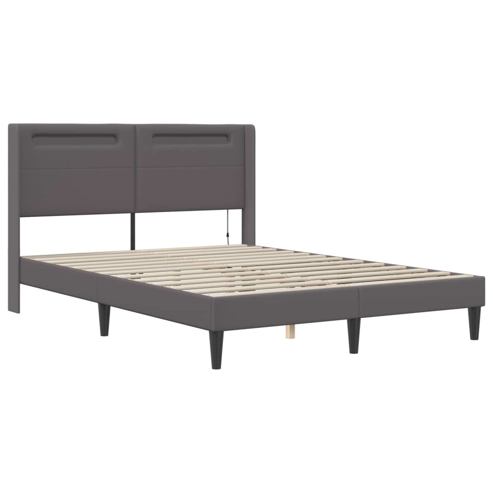Produktbild för Sängram med madrass Grå 140 x 190 cm Konstläder