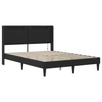 Produktbild för Sängram med madrass Svart 140 x 190 cm Konstläder