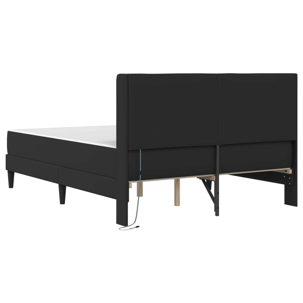 Produktbild för Sängram med madrass Svart 140 x 190 cm Konstläder