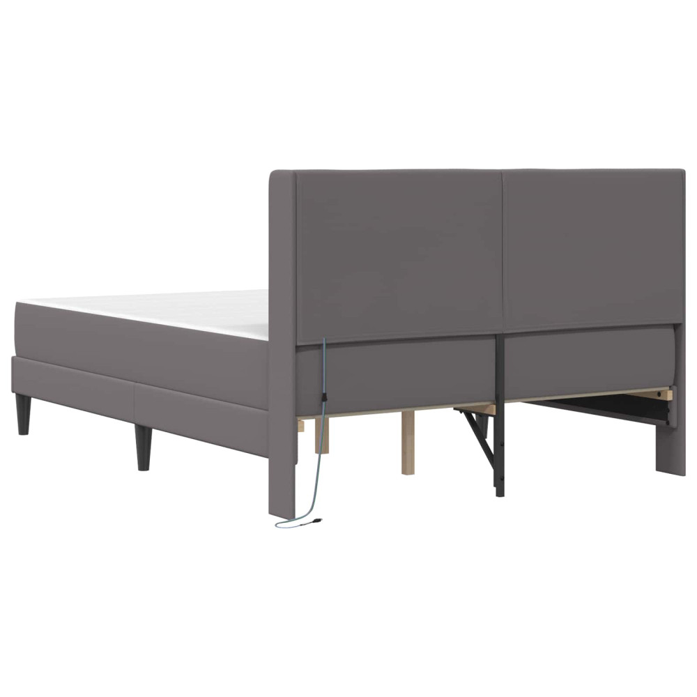 Produktbild för Sängram med madrass Grå 140 x 200 cm Konstläder