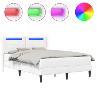 Produktbild för Sängram med madrass Vit 140 x 200 cm Konstläder