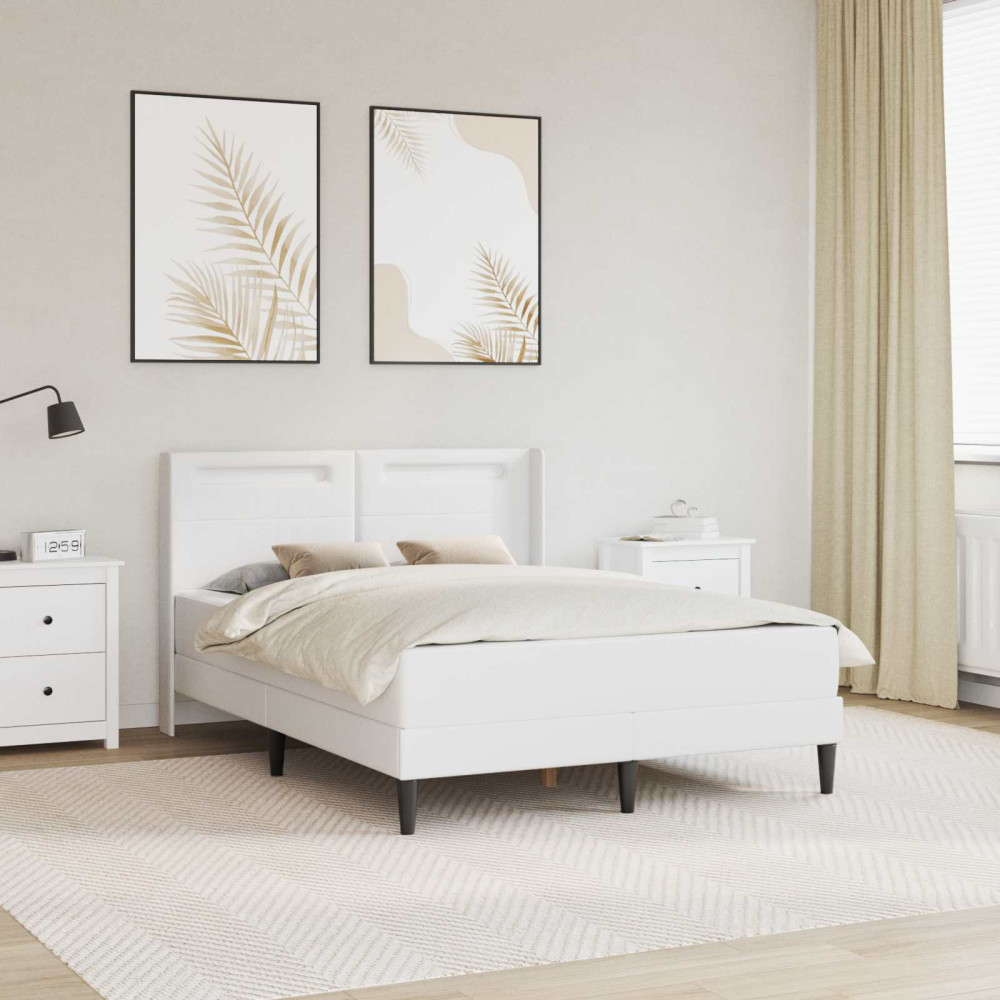Produktbild för Sängram med madrass Vit 160 x 200 cm Konstläder